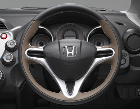 HONDAホンダFITフィットホンダ純正ステアリングホイール本革製(ブラウン白ステッチ入り)