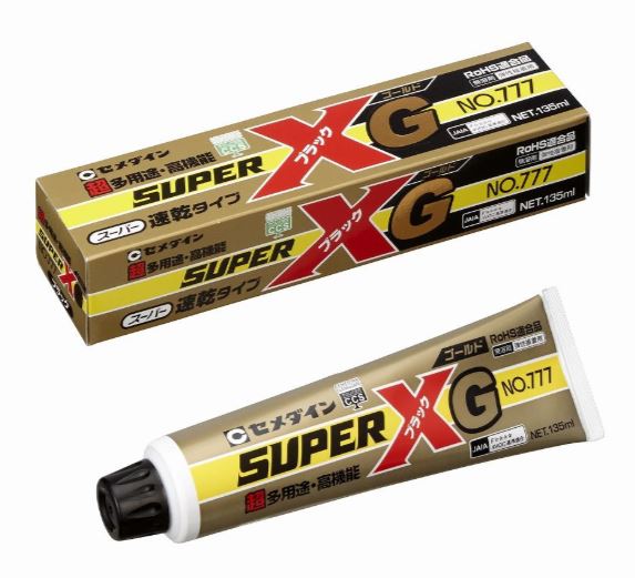 CEMEDINEセメダインスーパーXGNo.777ブラック135mlチューブ速硬化多用途弾性接着剤瞬間弾性短時間接着速硬化一液形弾性接着剤アクリル変成シリコーン樹脂金属硬質プラスチックゴム皮木タイルコンクリート接着
