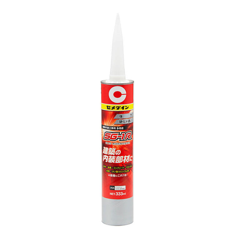 CEMEDINEセメダインSG-1R333mlカートリッジ無溶剤多用途壁材床材巾木胴縁発泡ポリスチレン接着剤最適建築内装用速硬化変成シリコーン樹脂系接弾性着剤廻り縁金属プラレン接着