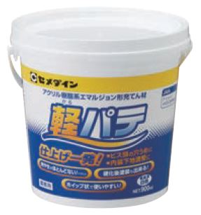 CEMEDINEセメダイン軽パテ900mL凹みすき間補修最適ガラスバルーン配合アクリル樹脂系エマルション形充てん材軽量パテ水性安心屋内下地石膏ボードコンクリート木部プラスターひび割れ補修ビス頭釘穴穴埋め内装下地調整