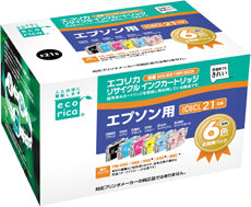 エコリカ!インクカートリッジEPSONエプソン【ECI-E216P/BOX】対応純正品【IC6LC21】カラー【6色パック(B/C/M/Y/LC/LM)】