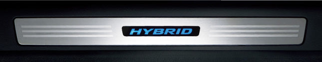 FREEDフリード/ハイブリッド!ホンダ純正サイドガーニッシュカバー(ステンレス製)フロント用(LEDブルー)HYBRIDロゴ