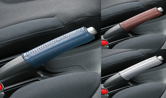 HONDAホンダFITフィットホンダ純正サイドブレーキカバー合皮製（ブルー／レッド／シルバー）