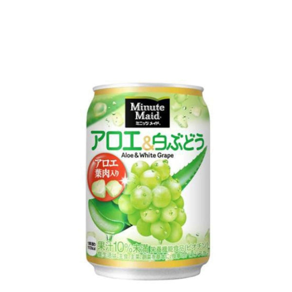 ミニッツメイドアロエ&白ぶどう280g缶入数24本1ケース|果汁ミニッツメイドアロエ&白ぶどうコカ・コーラコカコーラcocacolaこかこーら果汁すっきり味わい栄養機能食品ビオチン着色料不使用保存料不使用果糖ぶどう糖液糖ぶどう果汁ビタミンC