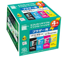 エコリカ!インクカートリッジbrotherブラザー【ECI-BR104P/BOX】【LC10-4PK】【4色パック(ブラック/シアン/マゼンタ/イエロー)】