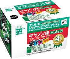 エコリカ!インクカートリッジキヤノン互換製品!エコリカ型番【ECI-CA034P/BOX】対応純正品【BCI-3E/4MP】カラー【4色パック（B/C/M/Y）】