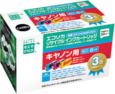 エコリカ!インクカートリッジキヤノン互換製品!エコリカ型番【ECI-CA063P/BOX】対応純正品【BCI-6/3MP】カラー【3色パック（C/M/Y）】