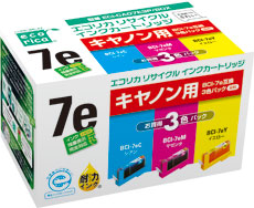 エコリカ!インクカートリッジキヤノン互換製品!エコリカ型番【ECI-CA07E3P/BOX】対応純正品【BCI-7E/3MP】カラー【3色パック（C/M/Y）】