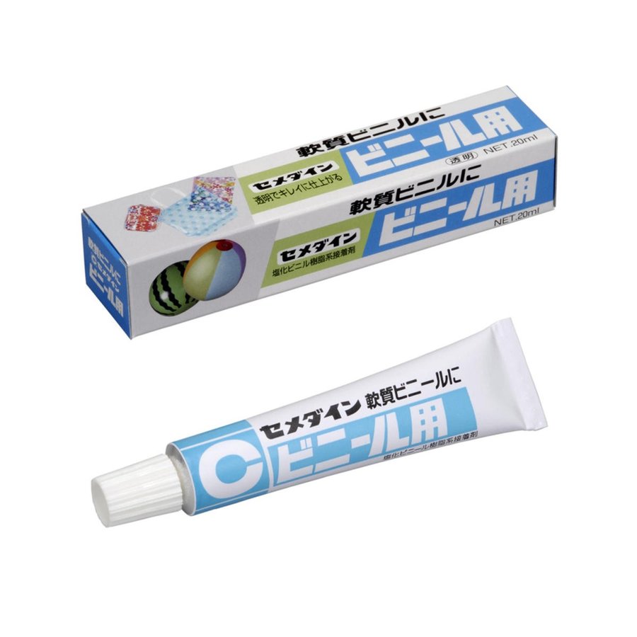 CEMEDINEセメダインビニール用20mL接着剤透明軟質塩ビ専用接着剤軟質塩ビ木紙布接着ビニル製傘レインコート補修速乾ビニールフイルムビニールシート紙木布接着ビーチボールビニールプールパッチ補修