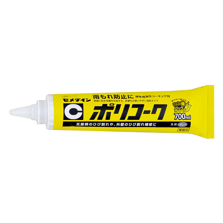 CEMEDINEセメダインポリコーク700mlneoパック不乾防水油性コーキング材サッシ廻り外壁屋根接合部モルタルひび割れ屋根瓦割れ雨もれ防止補修耐候油性コーキング材