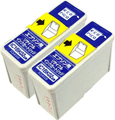 エコリカ!インクカートリッジEPSONエプソン互換製品!エコリカ型番【ECI-E02B2P】対応純正品【IC1BK02W】カラー【ブラック2本袋入パック】