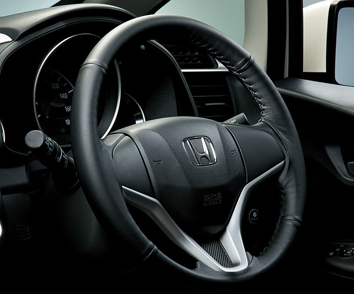 HONDAホンダFITフィットホンダ純正ステアリングホイールカバー（ブラック合皮製）【対応年式2014.6～次モデル】【desirdevivre】